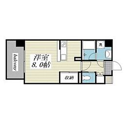 ヴィアーレ広瀬 4階ワンルームの間取り