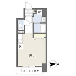 フォートレジデンス小田原八幡 9階ワンルームの間取り