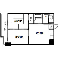 サンハイツ通町 2DKの間取図画像