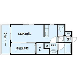サンシャイン太子堂 1LDKの間取図画像
