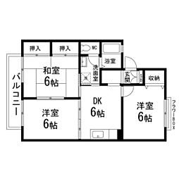 ボヌールB 3DKの間取図画像