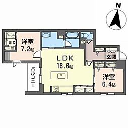 K-crat 2LDKの間取図画像