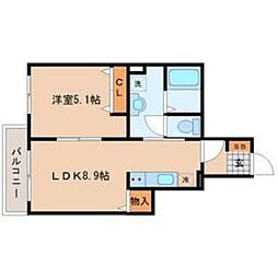 プリモディオ 1LDKの間取図画像