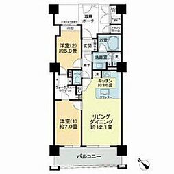 ライオンズタワー仙台大手町 1LDKの間取図画像