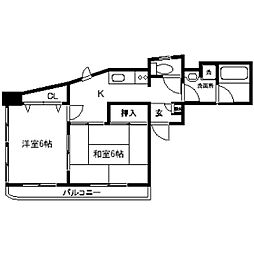 サンヒルズSSK・2 2Kの間取図画像