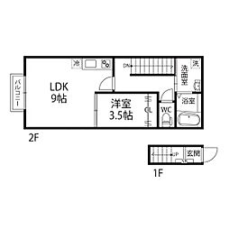 グランドソレイユ北山 1LDKの間取図画像