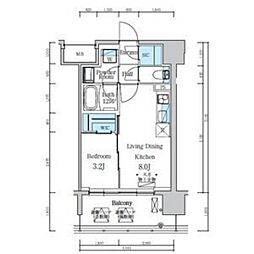 デュオフラッツ仙台木町通リネア 1LDKの間取図画像