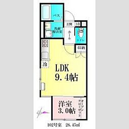 BAU上杉公園 1LDKの間取図画像