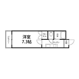 シティコートブラウン 1Kの間取図画像