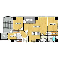 エスベランサ本町 2LDKの間取図画像