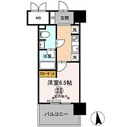 エクルベージュ 1Kの間取図画像