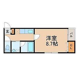 アスコット小田原 1Kの間取図画像