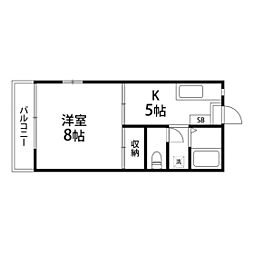 ジュネスダイドーB 1Kの間取図画像