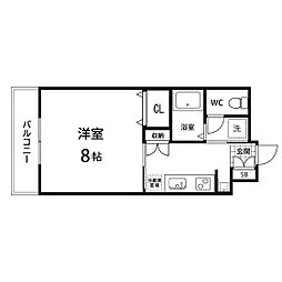 喜多禄コート 1Kの間取図画像