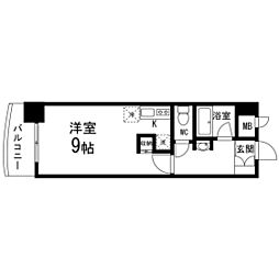 ロイヤルパーク五橋 ワンルームの間取図画像