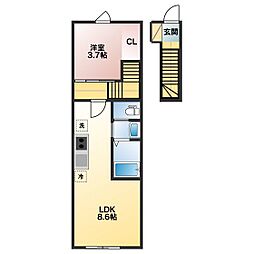 イニシアティブ小松島B 1LDKの間取図画像