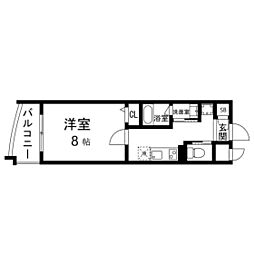 ラシャス柏木 1Kの間取図画像
