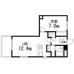 エルスタンザ仙台駅東 1LDKの間取図画像