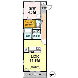 ボヌールSA 1LDKの間取図画像