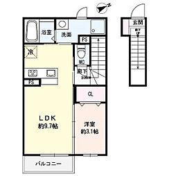 DエラングラースH仙台宮町 1LDKの間取図画像