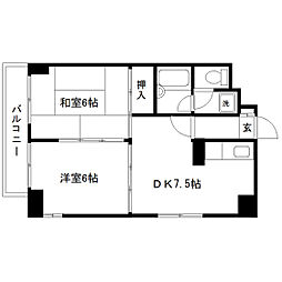 サンハイツ台原 2DKの間取図画像