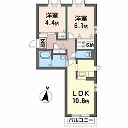 シャーメゾンアルモニー 2LDKの間取図画像