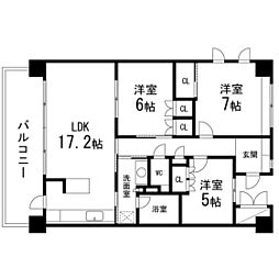仙台中山ヒルズ 3LDKの間取図画像