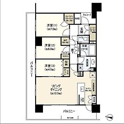 パークホームズ北仙台 3LDKの間取図画像