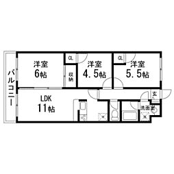 シェ・ブランシュ 3LDKの間取図画像