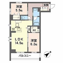 CLASSEUM連坊III 2LDKの間取図画像