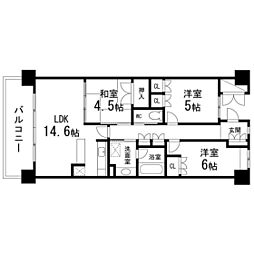 仙台中山ヒルズ 3LDKの間取図画像