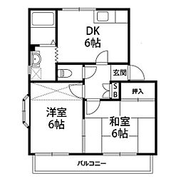 ステーブル長町南A棟 2DKの間取図画像