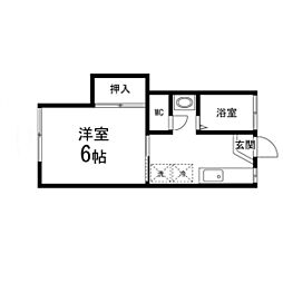 第1柏木ハウス 1Kの間取図画像