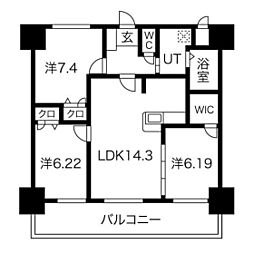 アルティザ仙台花京院 3LDKの間取図画像