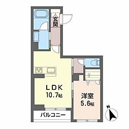 Bianca愛宕橋 1LDKの間取図画像
