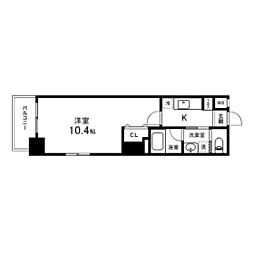 カーサヴェルデ春日町 1Kの間取図画像