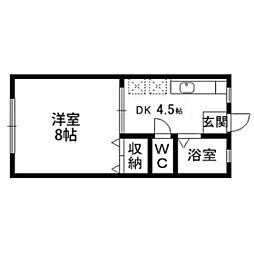 パナハイツJUN 1DKの間取図画像