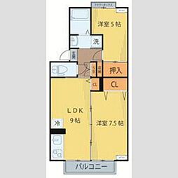 ロイヤルコート文化町4番館 2LDKの間取図画像