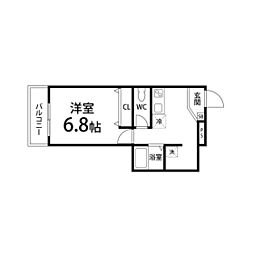 サンシャレィ中島丁 1Kの間取図画像