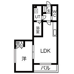 グリーンハピー柏木 1LDKの間取図画像