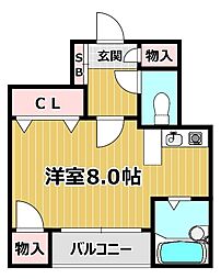 サンキャッスル十三 ワンルームの間取図画像