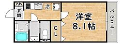 CASA姫里 1Kの間取図画像