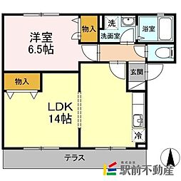 パサージュII 1階1LDKの間取り