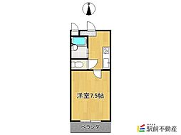 ハイツケンシー本庄I 5階1Kの間取り