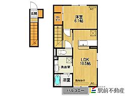 ビジュアムール A棟 2階1LDKの間取り