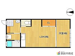 さくらアパート南棟 1LDKの間取図画像