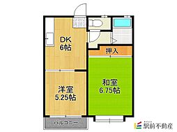 ベルメゾン多布施 2DKの間取図画像