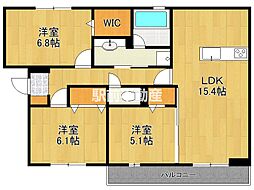 ル・シュマン 1階3LDKの間取り