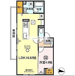 Grazio　B棟 2階1LDKの間取り