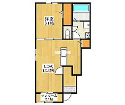 メゾン・ボヌールII 1階1LDKの間取り